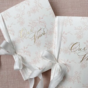 Blush Pink Toile Wedding Vow Books, Gold Foil Text {bridal Shower ...