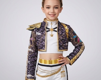 K-pop Demon Hunters Costume for Kids – Rumi Mira Style Outfit, Dance and Birthday Party Cosplay Set, Anime Girl Dress, Stage performer