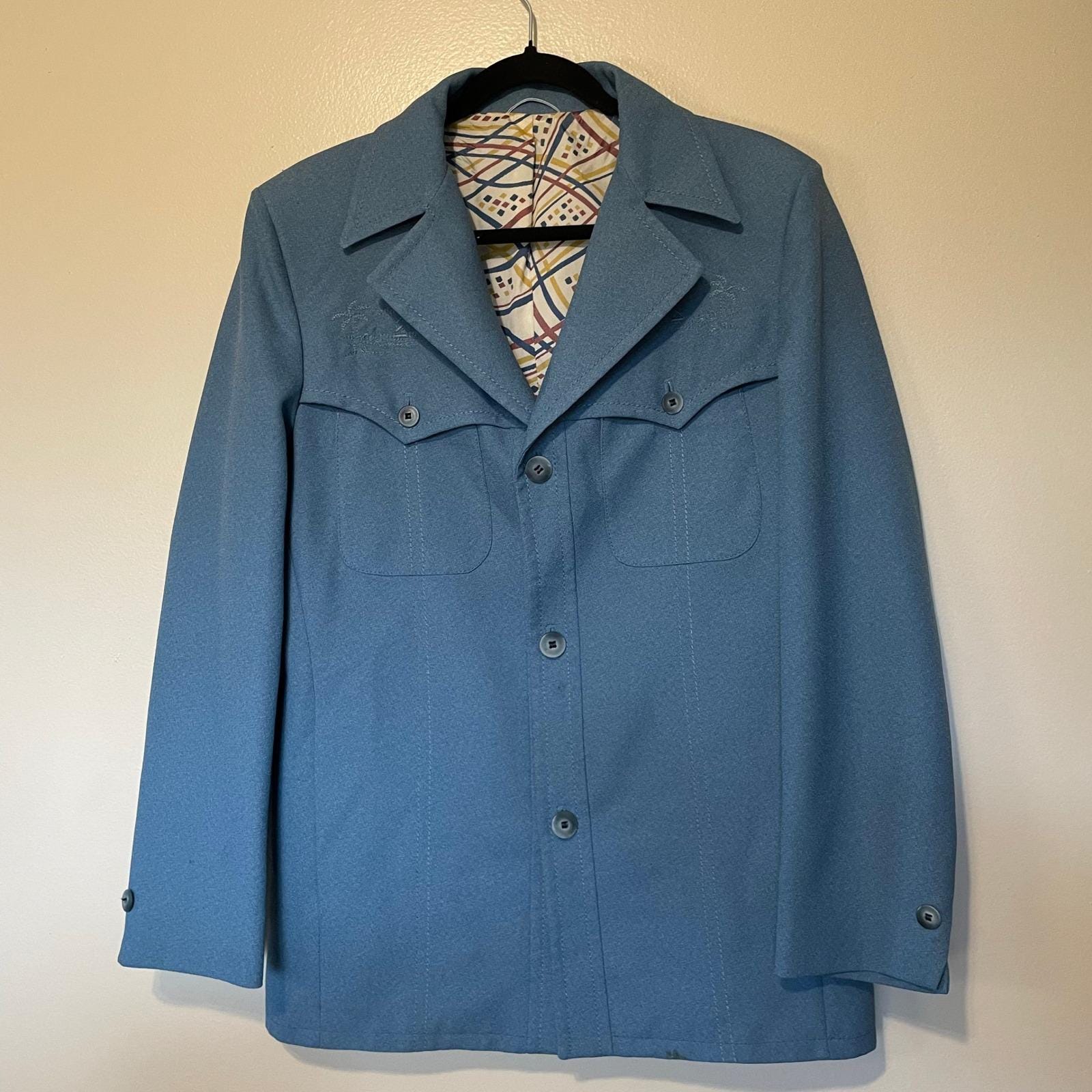 ジャケット・アウター vintage western design tailored jacket Blue Western Blazer - Etsy