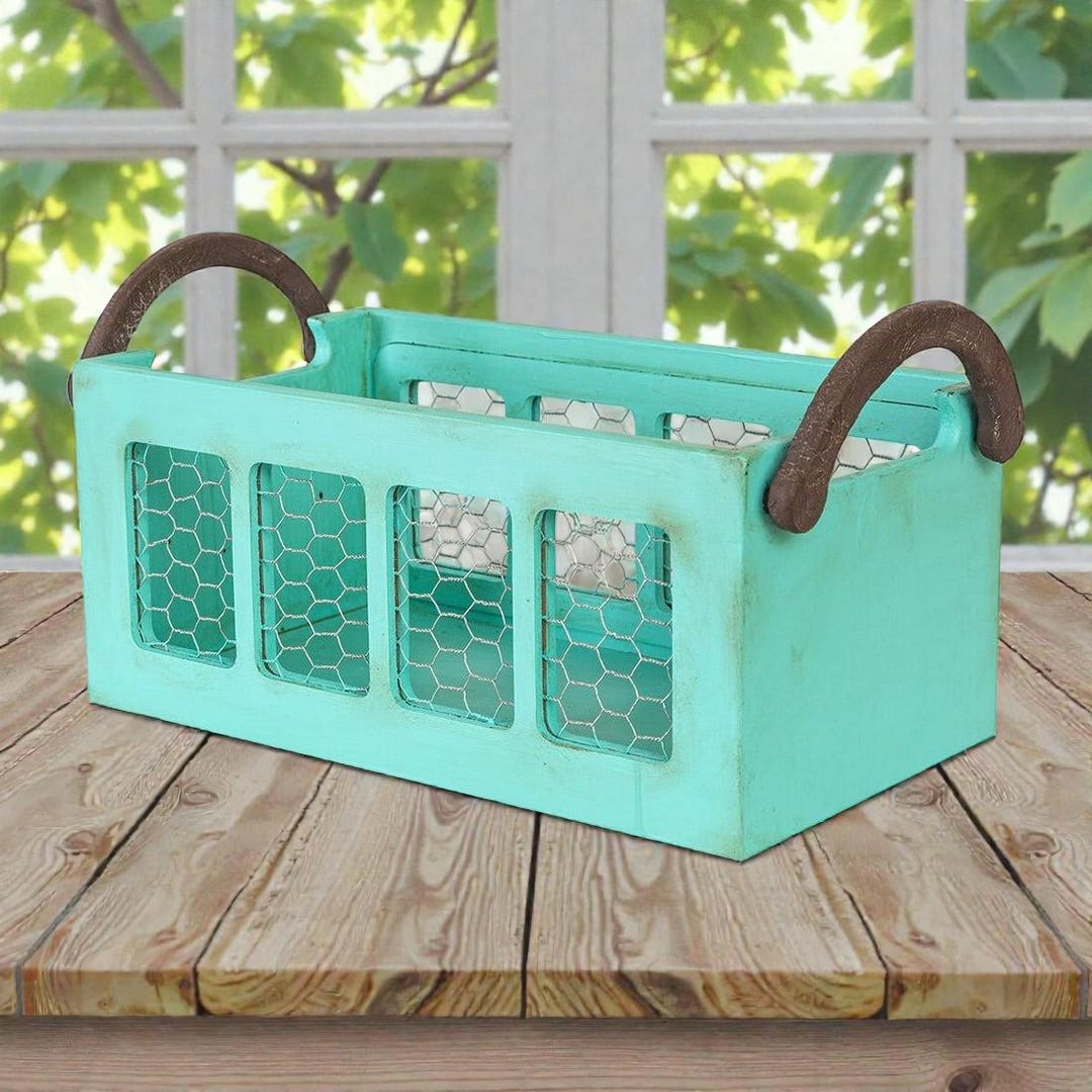 Mint Storage Mint Storage Basket – Handcrafted Texture, Aqua Home Decor - Etsy