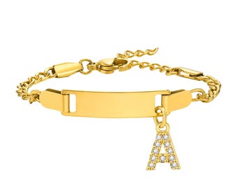 Bracciale Nome Personalizzato - Bracciale ID Iniziale Personalizzato, Data Incisa, Regalo per Bambino