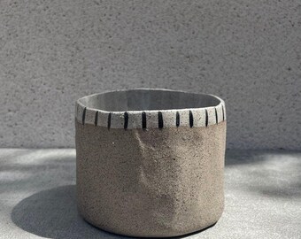 Tazza Caffè Grigia - Ceramica Fatta a Mano, Tazza a Righe Moderna, Tazza da Tè, Stoviglie Minimaliste, Regalo Inaugurazione Casa