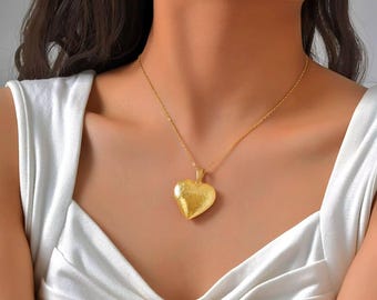 Collana Portafoto - Ciondolo Cuore Personalizzato, Gioiello con Foto, Ricordo Famiglia, Regalo per Lei o Lui