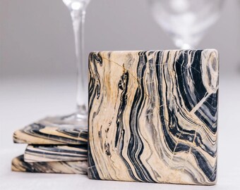Sottobicchiere Marmo - Pietra Gialla, Protezione Bevande, Arredo Casa Moderno, Regalo Inaugurazione