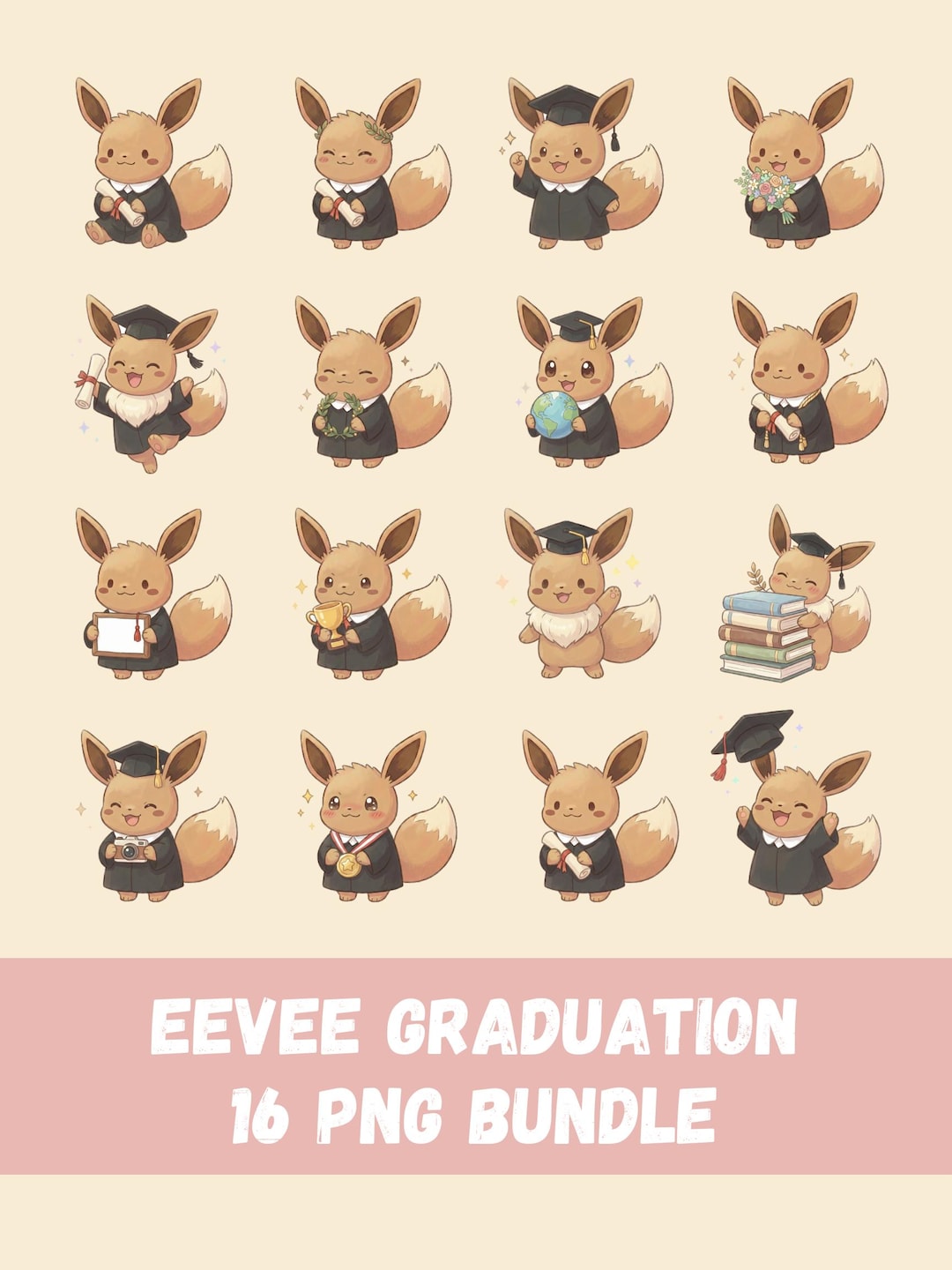Graduation 2k Pic Eevee Graduation PNG Bundle, 16 Cute Pokemon Inspired 2K Clipart for ...