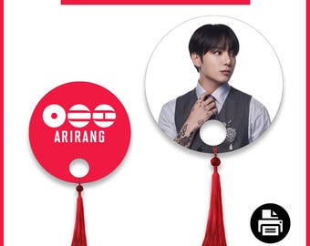 Printable BTS Kpop Pocket Fan Template | Digital Download Concert Freebie | DIY Paper Hand Fan Party Favor