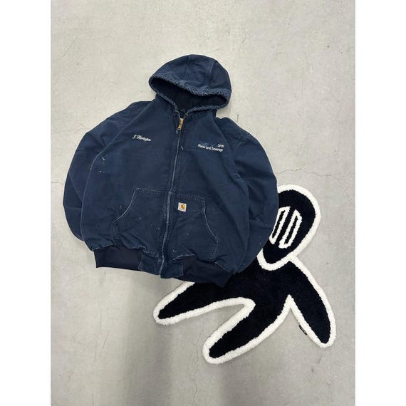 Carhartt ネイビー フード付きジャケット2XL Carhartt Workwear Jacket Navy Blue Zip up Embroidered 2XL - Etsy