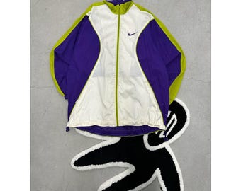 Vintage Nike Windbreaker Jacket Men's XL Purple White Green Sportswear