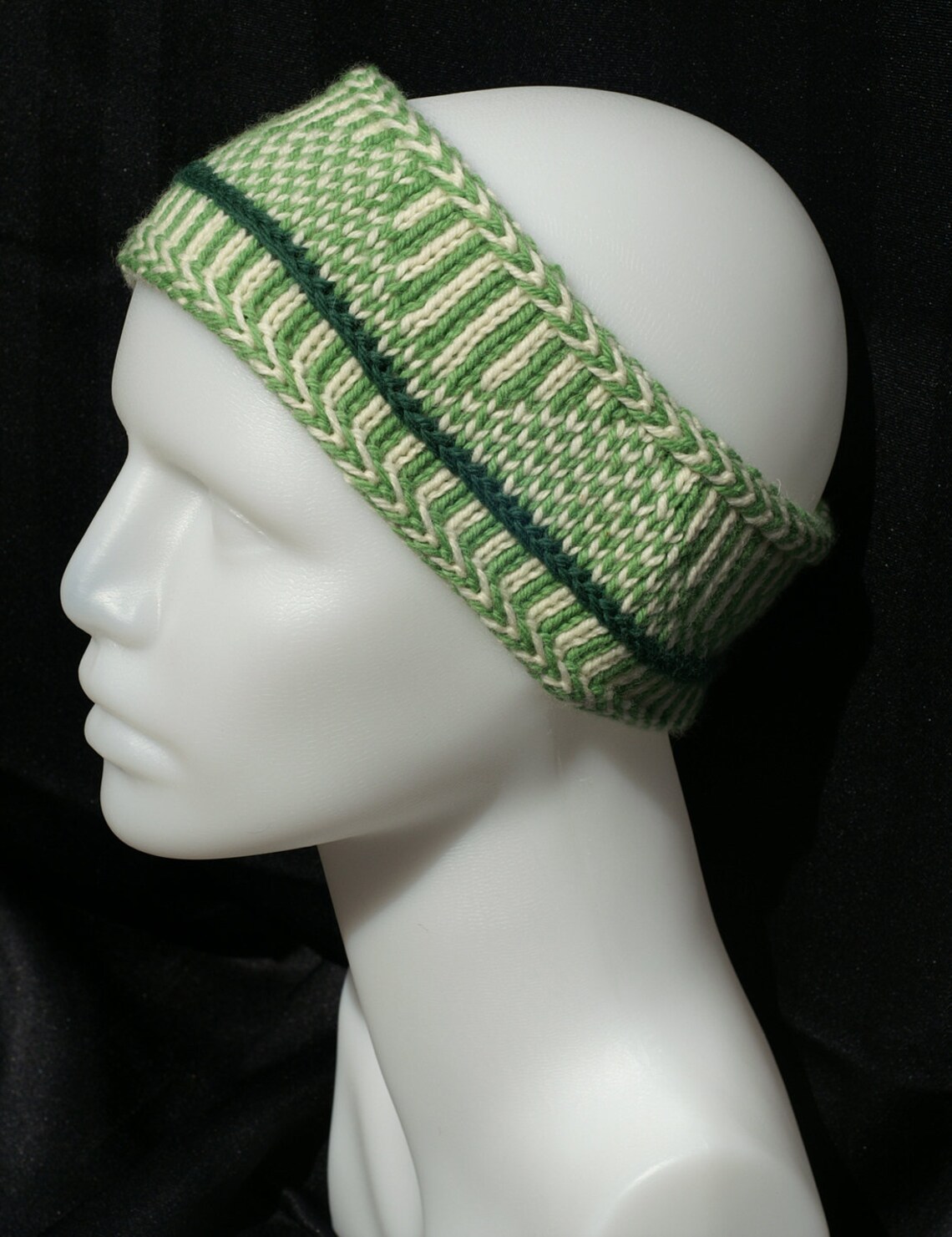 Nordic Knit Headband Sage green and cream headband winter Etsy