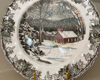 Johnson Bros Friendly Village School House  Set of 3 – 2 Dessert 1 Dinner Plate