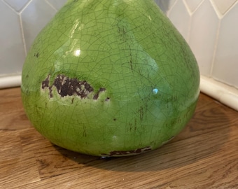 Vintage Chartreuse Crackle Glaze "Onion" Bud Vase