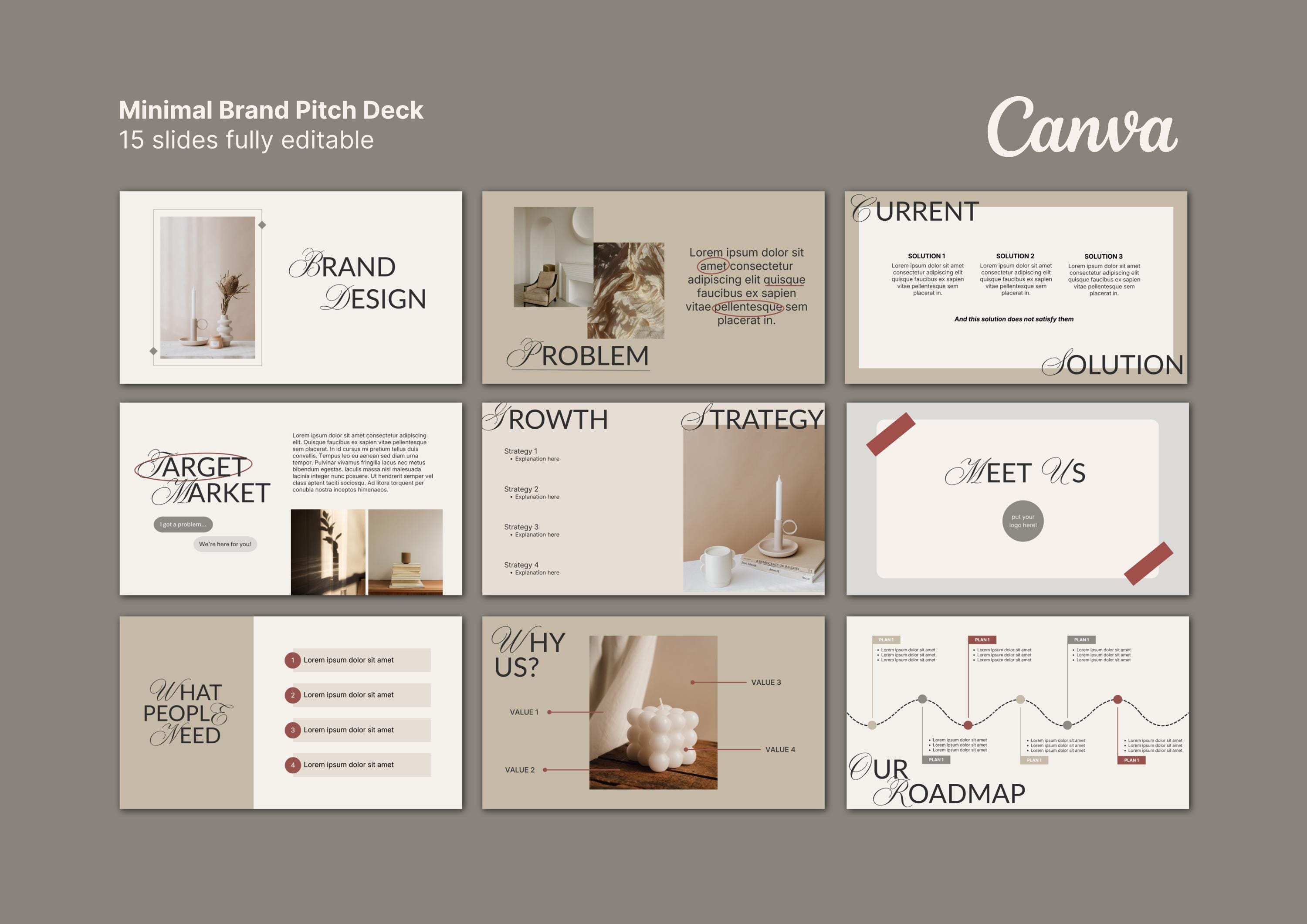 Minimal Brand Pitch Deck Canva Template | Startup & Small Business ...