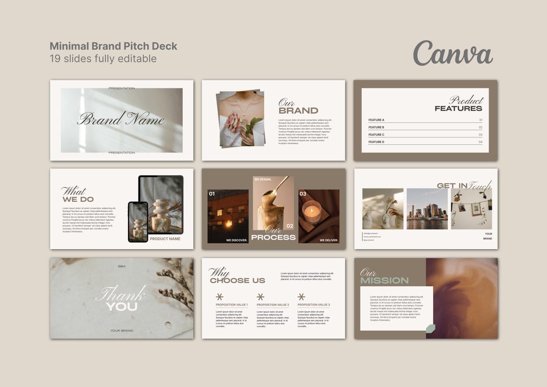 Canva Pitch Deck Template | Minimal Brand Presentation for Startups ...