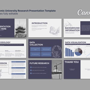 Academic University Research Presentation Template Canva | Thesis, Dissertation Slides | Editable Student Presentation