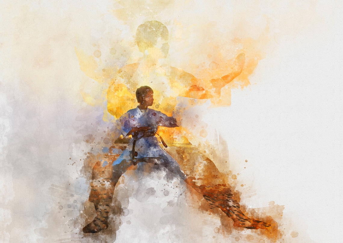 Karate stance Watercolor painting original artwork print Etsy