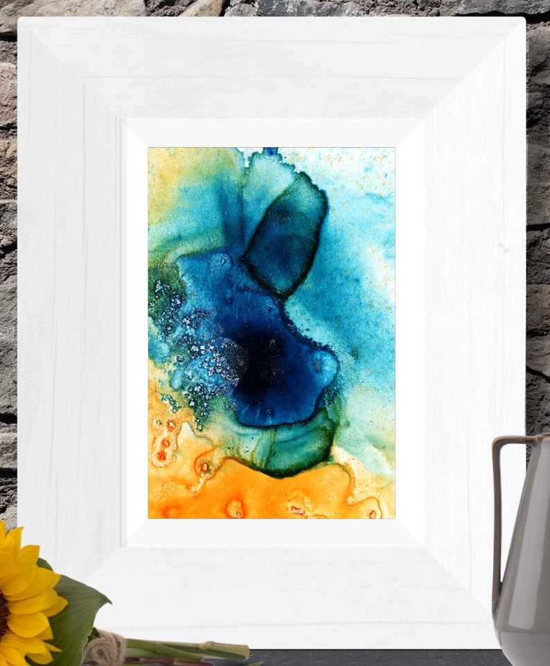 Blue Orange Abstract Painting Printable Wall Art Instant Etsy