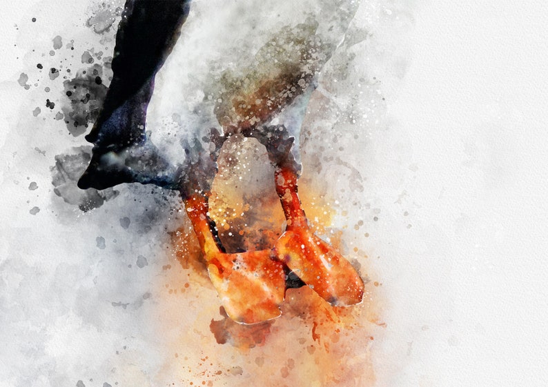 affordable modern feathers racing Printable wall art Original artwork print bird Puffin watercolor painting digital download