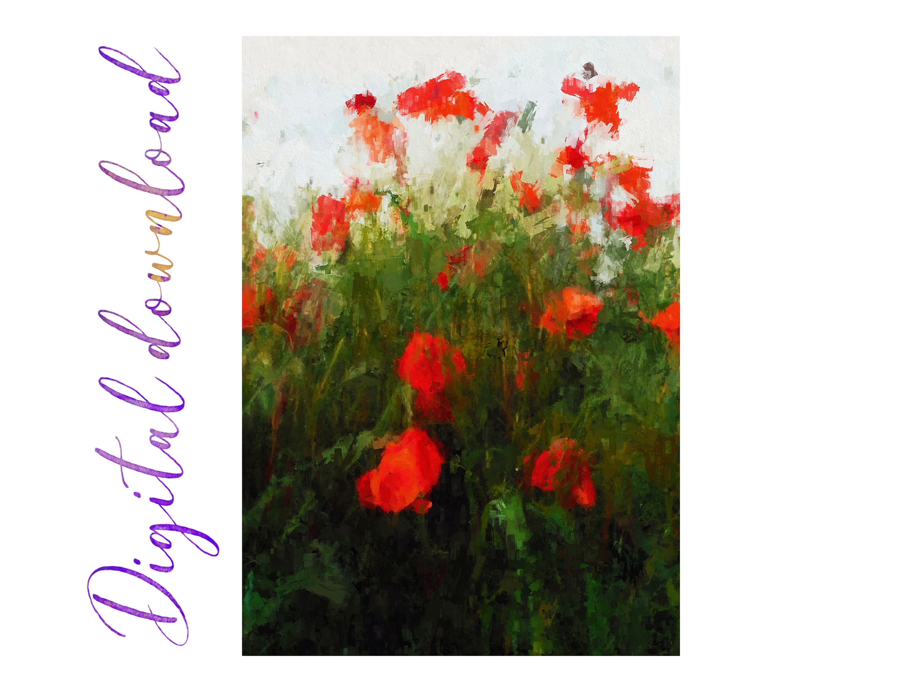 Prints Floral A3 Printable Wall Art Poppy Flower Digital Download Print ...