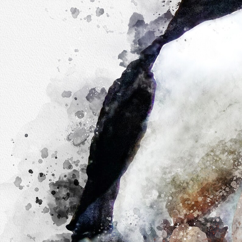 affordable modern feathers racing Printable wall art Original artwork print bird Puffin watercolor painting digital download