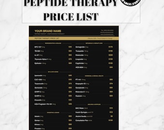 Peptide Therapy Price List Template | Editable Canva Design (US Letter)