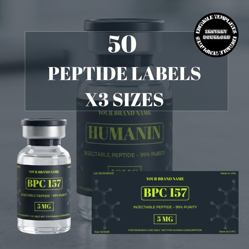 Peptide Labels, Peptide Therapy Labels, Peptide Vial Label Templates ...