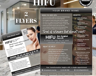 Modelo de Flyer para Lifting Facial HIFU | Marketing para Lifting Facial Não Cirúrgico | Modelo Editável no Canva | Material Promocional para Clínica de Estética Médica | Flyer para Cuidados com a Pele