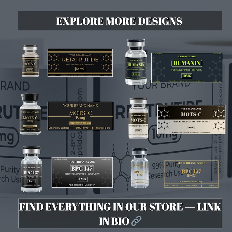 Niimbot Peptide Vial Labels | Silver Holographic Canva Templates ...