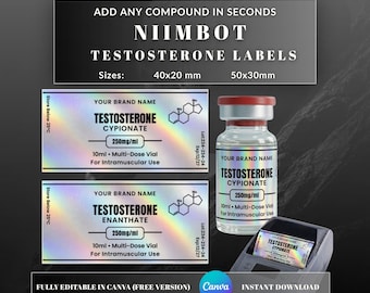 Testosterone Vial Labels for Niimbot –  Holographic Labels