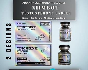 Niimbot Testosterone Vial Labels Templates –  Holographic Labels - 2 designs