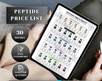 Peptide Price List Template, Editable Canva Marketing Material (Digital Download)