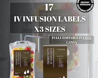 Iv bag labels, IV Infusion Label, IV Therapy Label, iv Label, Infusion Bag Label, Clinic iv Label, Wellness iv Label, Hydration iv Label, iv