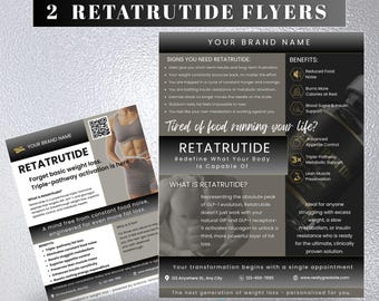 Retatrutide Printable Flyers | Peptide Therapy Canva Templates | Editable Peptide Clinic Marketing