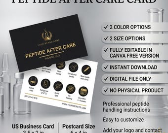 Peptide After Care Card Printable | Digital Handling Guide | Clinic Reference Card | Instant Download