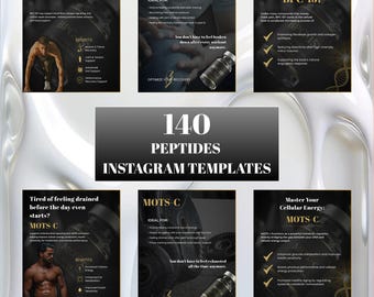 Peptides Instagram Posts templates, Social Media peptide, Instagram Template, Editable Canva Social Media Pack