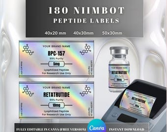 Peptide Labels for Niimbot Templates, Holographic Thermal Labels (Digital Download)