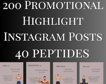 Peptide Templates 200 Promotional Highlight Instagram Posts , Peptide Therapy Content Pack, Clinics, Wellness & Fitness,Canva, Digital