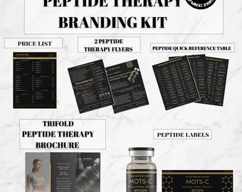 Anti-Peptid-Therapie Branding Kit | Anti-Peptide Branding Kit |Canva Marketing Paket | Preislisten, Broschüre, Flyer, Etiketten | Voll bearbeitbar
