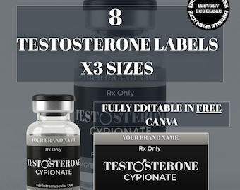 Testosterone Label Template Pack | TRT Vial Labels, Patch & Gel Labels, TRT Clinic Label, Testosterone 10ml Vial Label, TRT Label Template