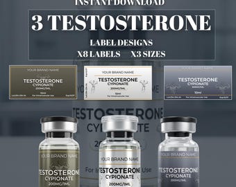 Testosterone Vial Labels, 3 Gradient Designs, Editable Canva Template (Digital Download)