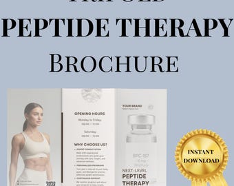 Peptide Therapy Trifold Brochure Template , Peptides, Print Ready, Med Clinic Flyer, Marketing Handout Healthcare Provider