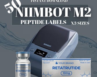 NIIMBOT Peptide Label Template | IV Therapy Vial Label | Editable Canva Label | Peptide & Medical Label Design | Printable Silver Label