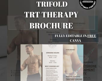 Testosterone Replacement Therapy Brochure, TRT Trifold Canva Template, Hormone Therapy MedSpa Marketing, Editable Printable Instant Download