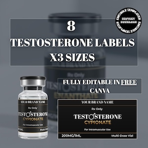 Testosterone cypionate labels, Testosterone Vial Labels, Patch & Gel Labels, TRT Clinic Label, Testosterone 10ml Vial Label, TRT Label