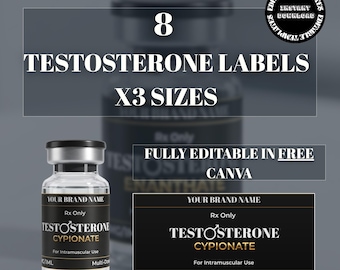 Testosterone cypionate labels, Testosterone Vial Labels, Patch & Gel Labels, TRT Clinic Label, Testosterone 10ml Vial Label, TRT Label