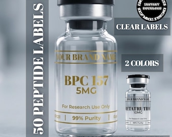 Peptide Vial Label Template Canva | Gold & Black | Clear Label | 3 Sizes | Research Vial Sticker | Editable Instant Download