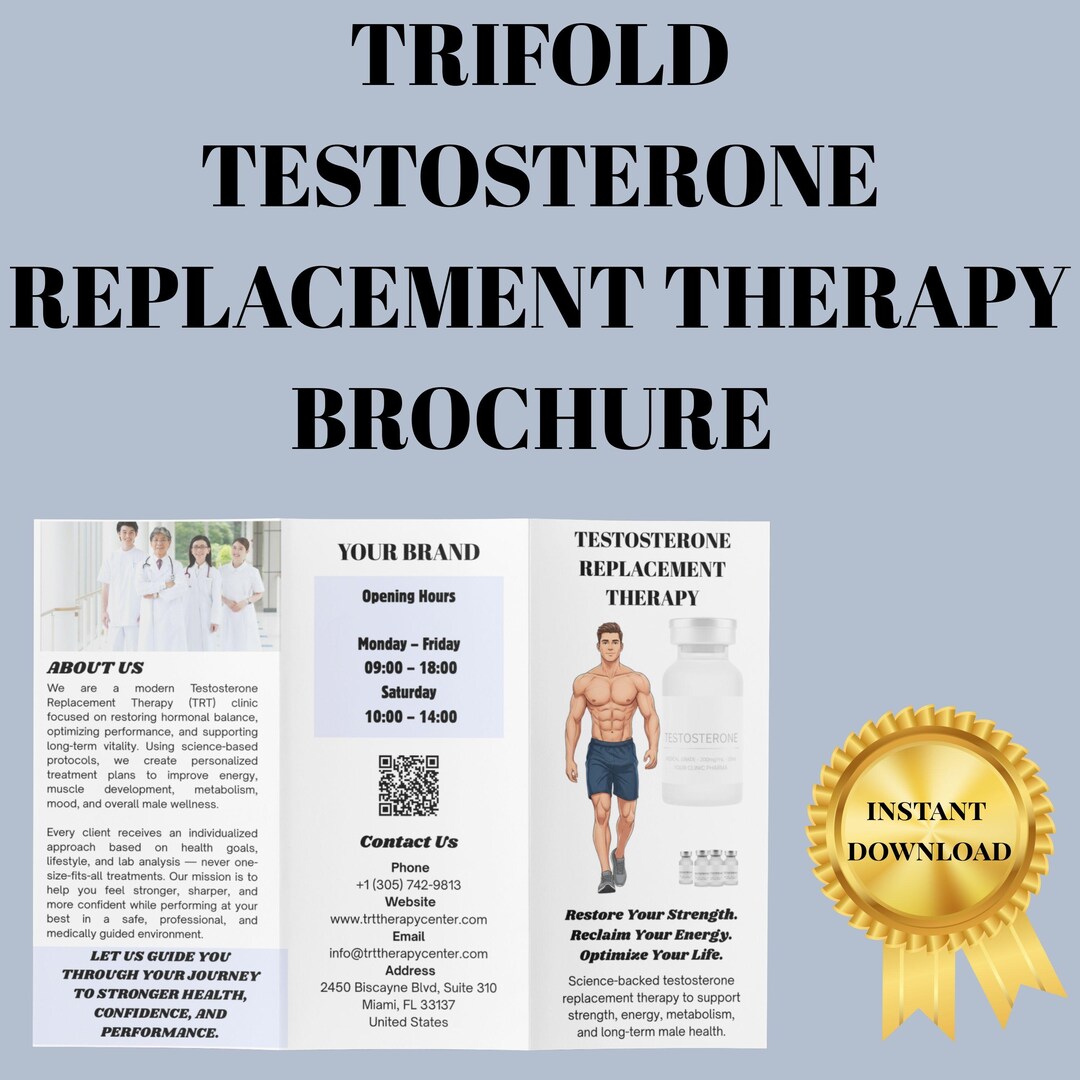 TESTOSTERONE REPLACEMENT THERAPY Trifold Brochure Template, Print Ready ...