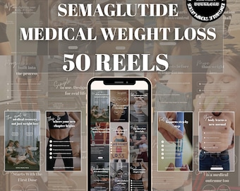 GLP-1 Reels, Semaglutide Reels Bundle, GLP,GLP 1, GLP1, Weight Loss 50 Reels, Med Spa, Weight Loss Clinic, Weight Loss Reels Bundle