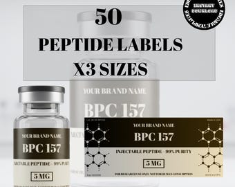 Peptide Labels, Peptide Therapy Labels, Peptide Vial Label Templates, Printable Labels, 50 peptides Label Template, Editable Peptide Label,