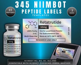 Niimbot Peptide Labels Template, 330 Custom Holographic Labels for Thermal Printers | Editable Digital Download