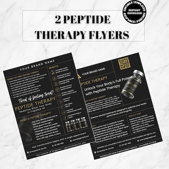 bpc 157 sleep quality Peptide Therapy Flyer Templates, Black Gold Clinic Marketing (Digital Download)